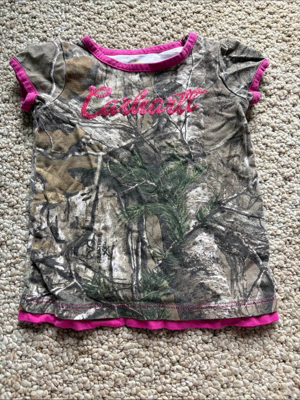 Carhartt Girls' Camouflage Tee with Pink Trim